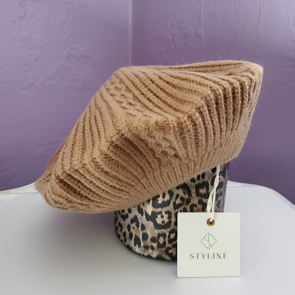 Solid Tan Beret - Picture 3 of 3